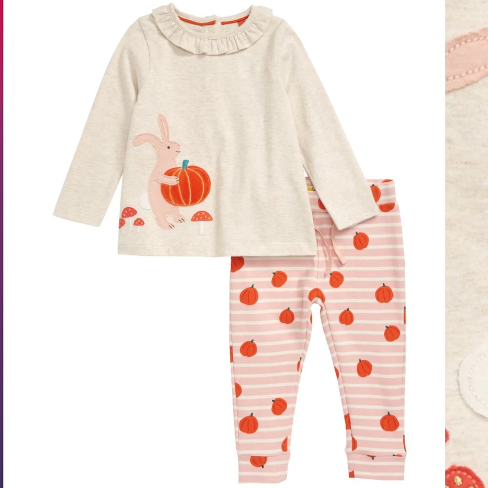 Mini Boden | Bunny Applique Top & Leggings Set | Size 6-12 Months